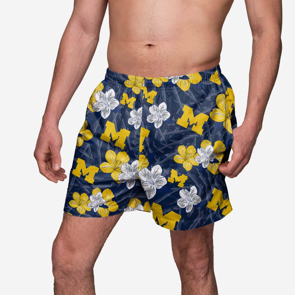 Michigan Wolverines Hibiscus Swimming Trunks FOCO S - FOCO.com