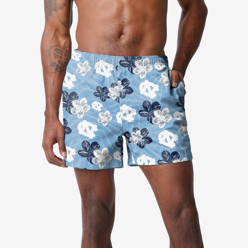 North Carolina Tar Heels Hibiscus Swimming Trunks FOCO S - FOCO.com