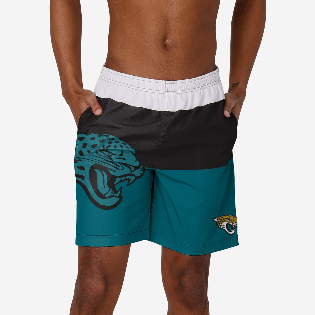 Jacksonville Jaguars 3 Stripe Big Logo Swimming Trunks FOCO S - FOCO.com