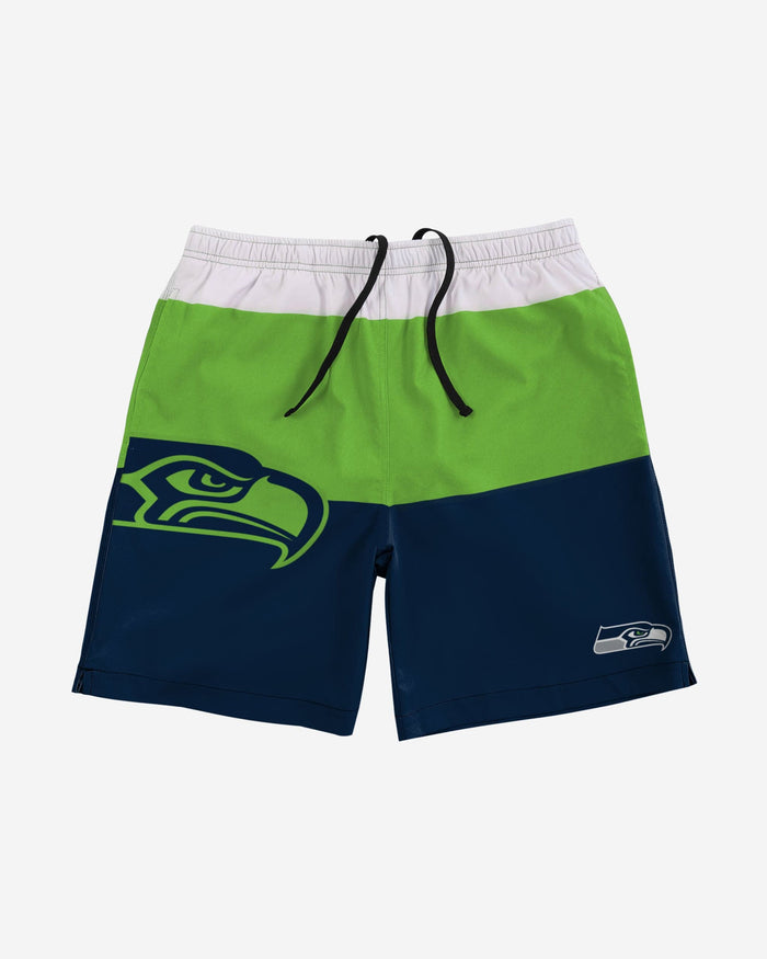 Seattle Seahawks 3 Stripe Big Logo Swimming Trunks FOCO - FOCO.com