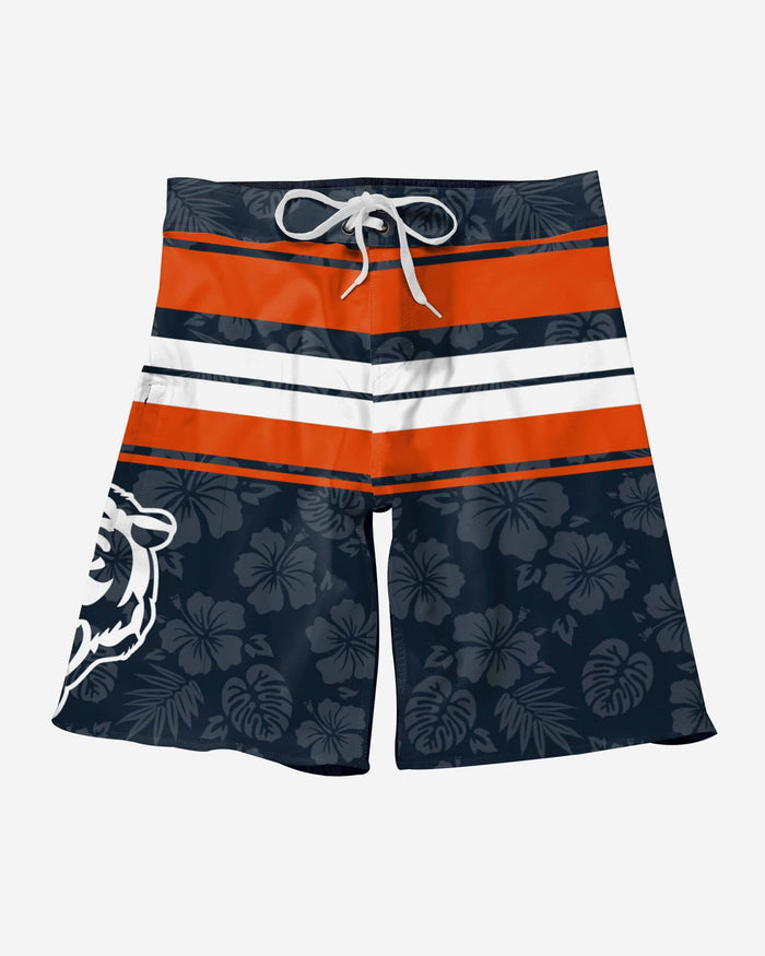 Chicago Bears Hibiscus Boardwalk Stripe Boardshorts FOCO - FOCO.com