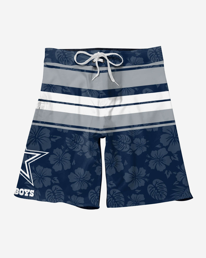 Dallas Cowboys Hibiscus Boardwalk Stripe Boardshorts FOCO - FOCO.com