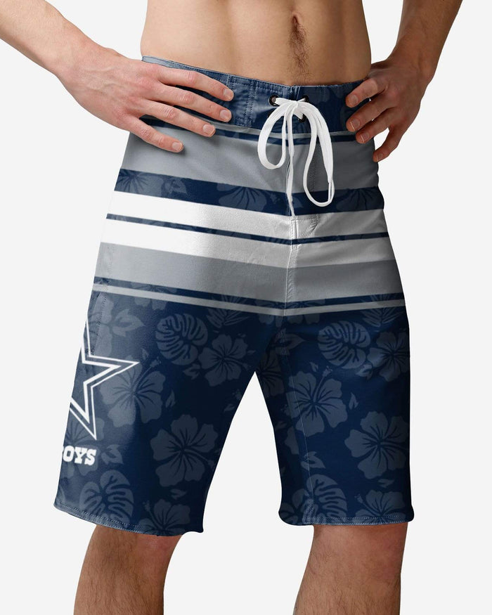 Dallas Cowboys Hibiscus Boardwalk Stripe Boardshorts FOCO S - FOCO.com