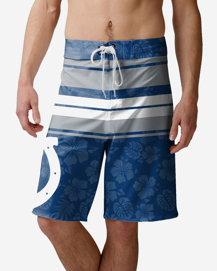 Indianapolis Colts Hibiscus Boardwalk Stripe Boardshorts FOCO S - FOCO.com