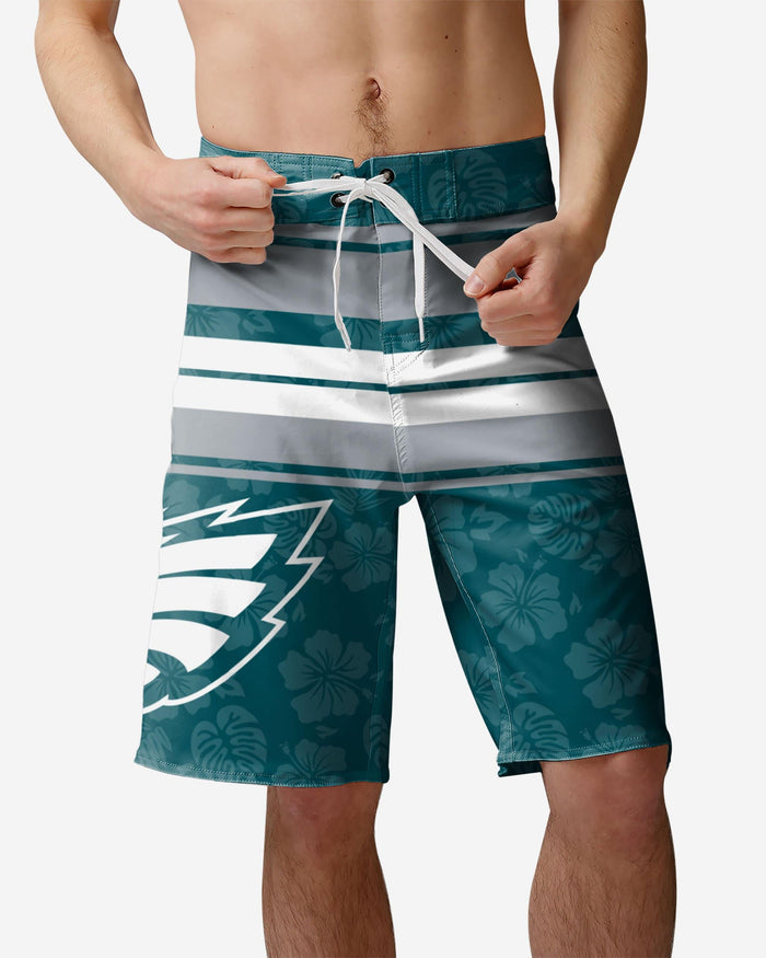 Philadelphia Eagles Hibiscus Boardwalk Stripe Boardshorts FOCO S - FOCO.com