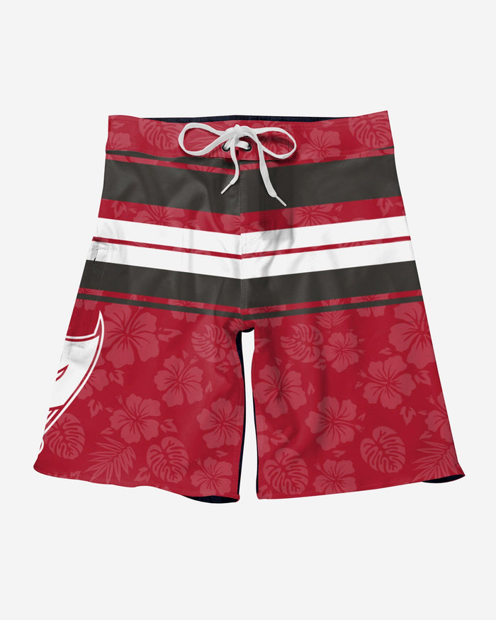 Tampa Bay Buccaneers Hibiscus Boardwalk Stripe Boardshorts FOCO - FOCO.com