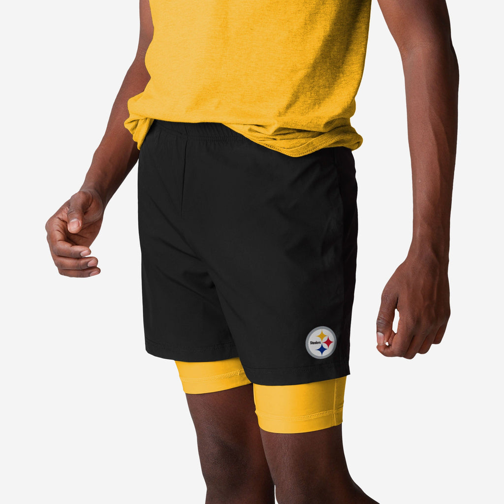 Pittsburgh Steelers Black Team Color Lining Shorts FOCO S - FOCO.com