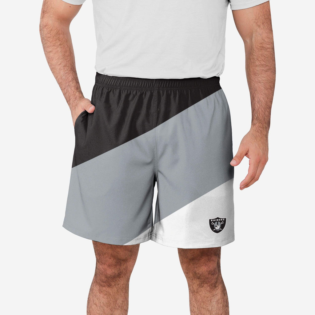 Las Vegas Raiders Colorblock Double Down Liner Training Shorts FOCO S - FOCO.com