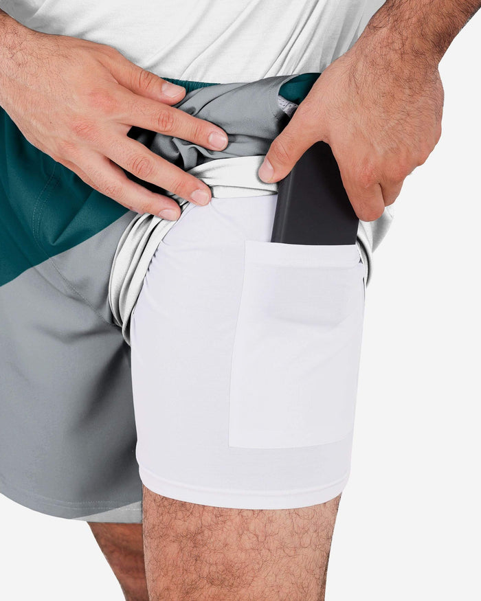 Philadelphia Eagles Colorblock Double Down Liner Training Shorts FOCO - FOCO.com