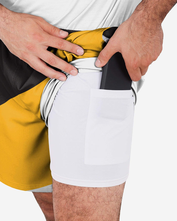 Pittsburgh Steelers Colorblock Double Down Liner Training Shorts FOCO - FOCO.com