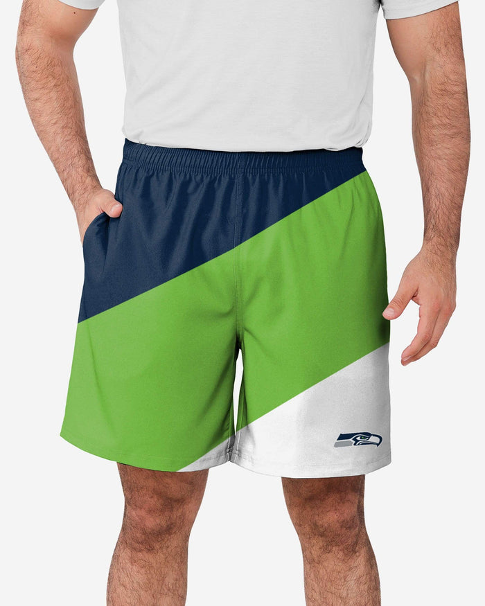 Seattle Seahawks Colorblock Double Down Liner Training Shorts FOCO S - FOCO.com