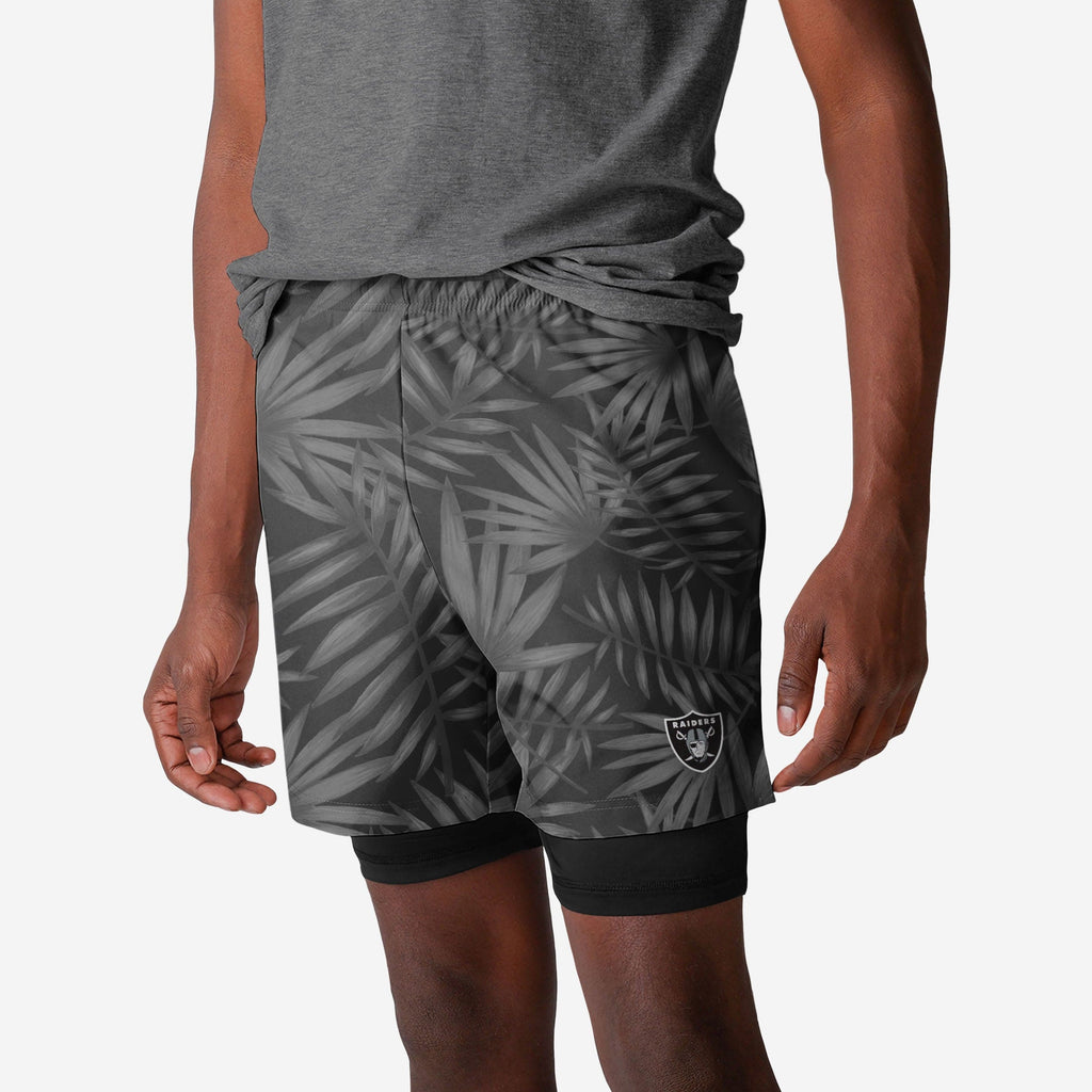 Las Vegas Raiders Floral Black Liner Shorts FOCO S - FOCO.com