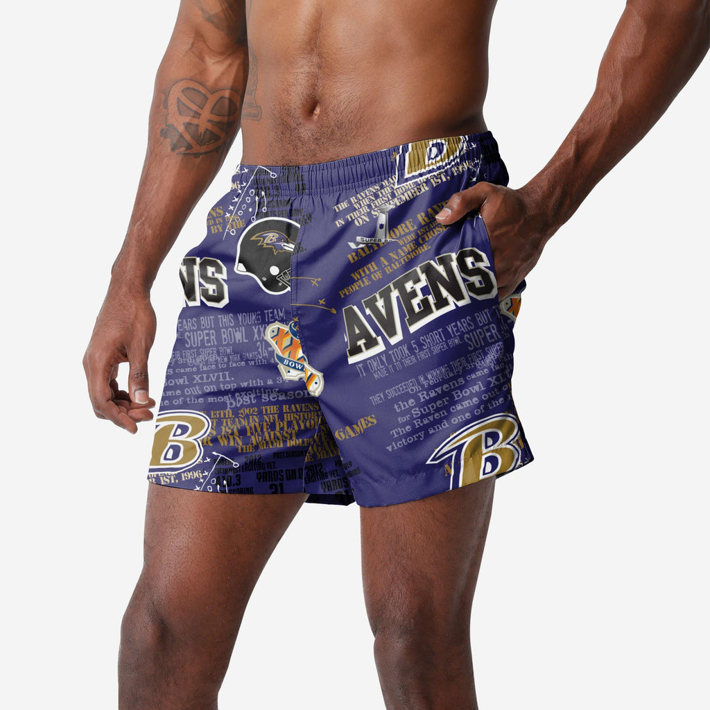 Baltimore Ravens Logo Rush Swimming Trunks FOCO S - FOCO.com