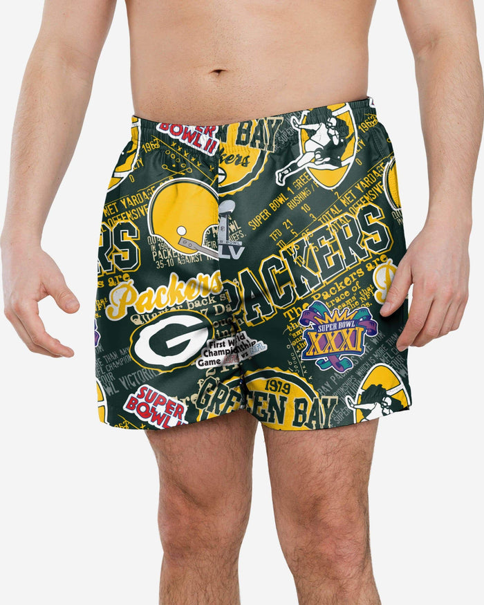 FOCO Green Bay Packers NFL Mens Logo Rush Swimming Trunks