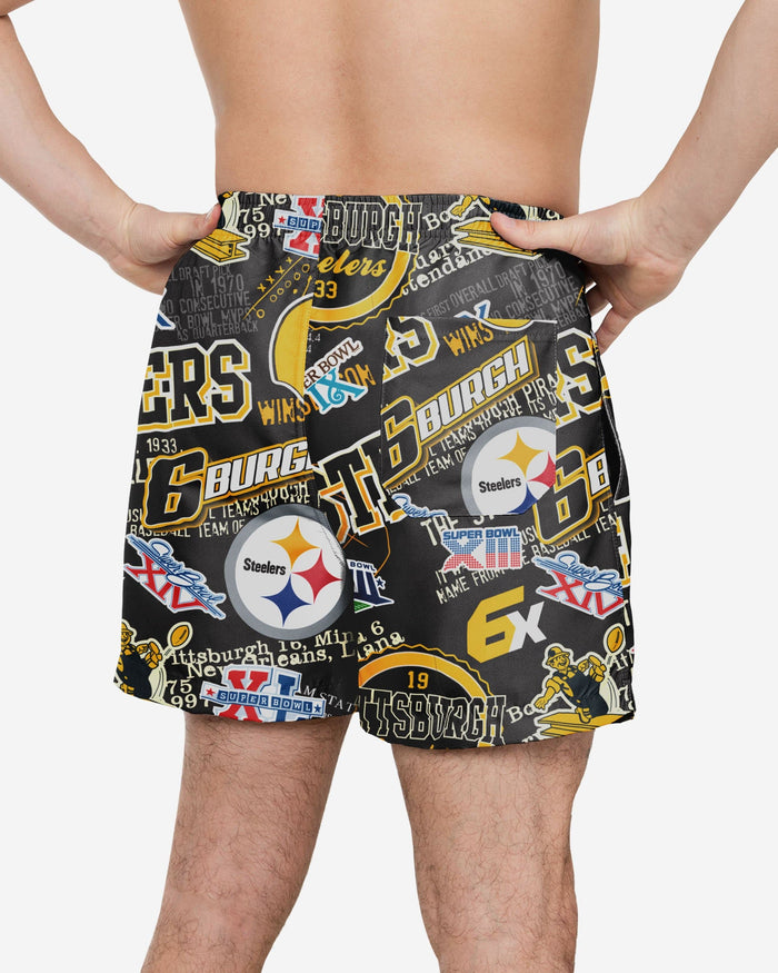 Pittsburgh Steelers Logo Rush Swimming Trunks FOCO - FOCO.com