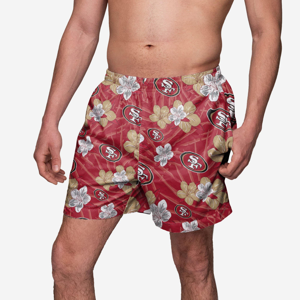 San Francisco 49ers Hibiscus Swimming Trunks FOCO S - FOCO.com