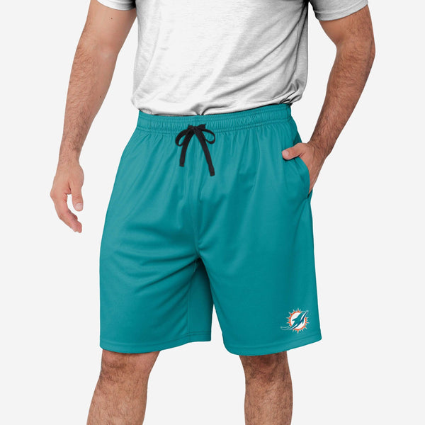 Men's Aqua Miami Dolphins Big Logo Throwback Gradient Shorts