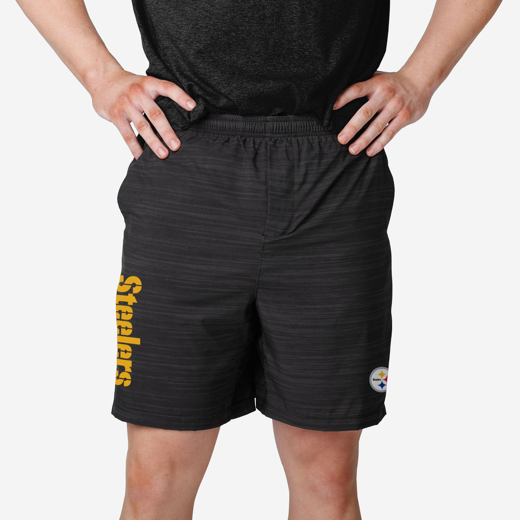 Pittsburgh Steelers Heathered Black Woven Liner Shorts FOCO S - FOCO.com