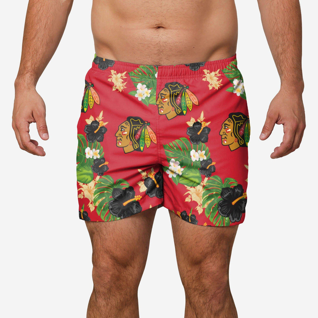 Chicago Blackhawks Floral Swimming Trunks FOCO S - FOCO.com