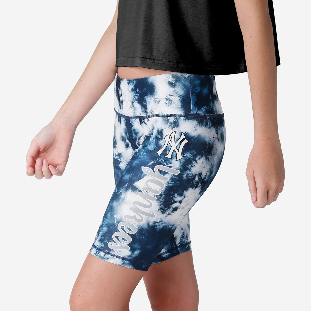 New York Yankees Womens Team Color Tie-Dye Bike Shorts FOCO S - FOCO.com