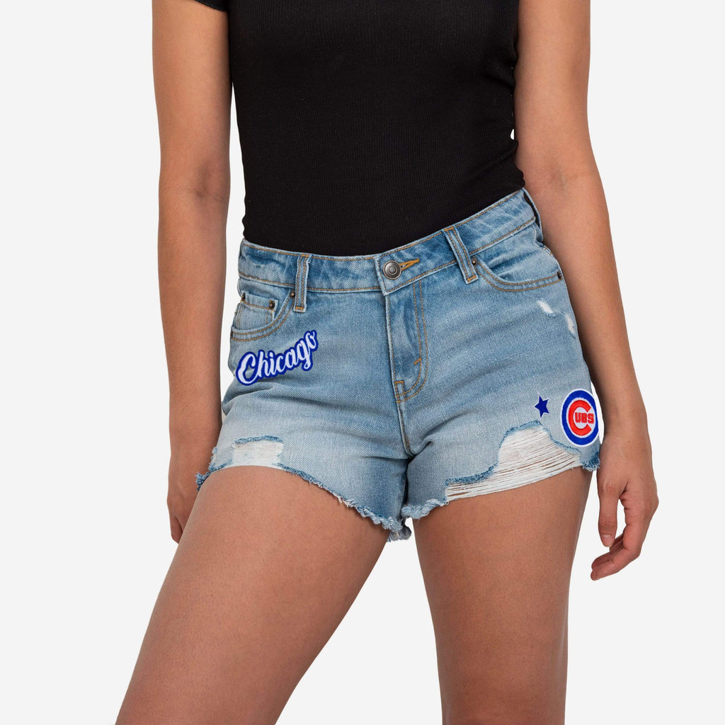 Chicago Cubs Womens Team Logo Denim Shorts FOCO 0 - FOCO.com