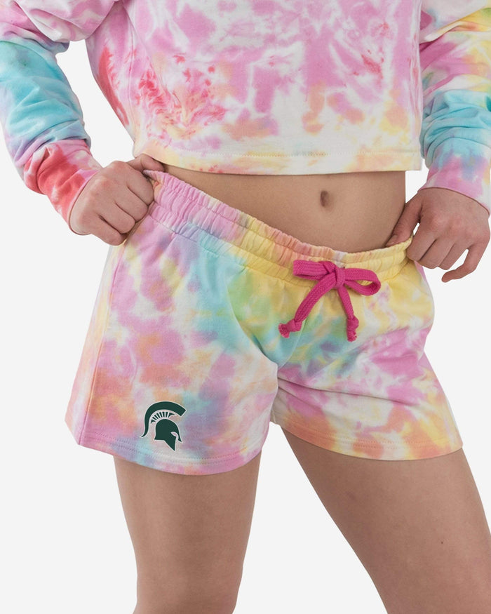 Michigan State Spartans Womens Pastel Tie-Dye Blast Lounge Shorts FOCO S - FOCO.com