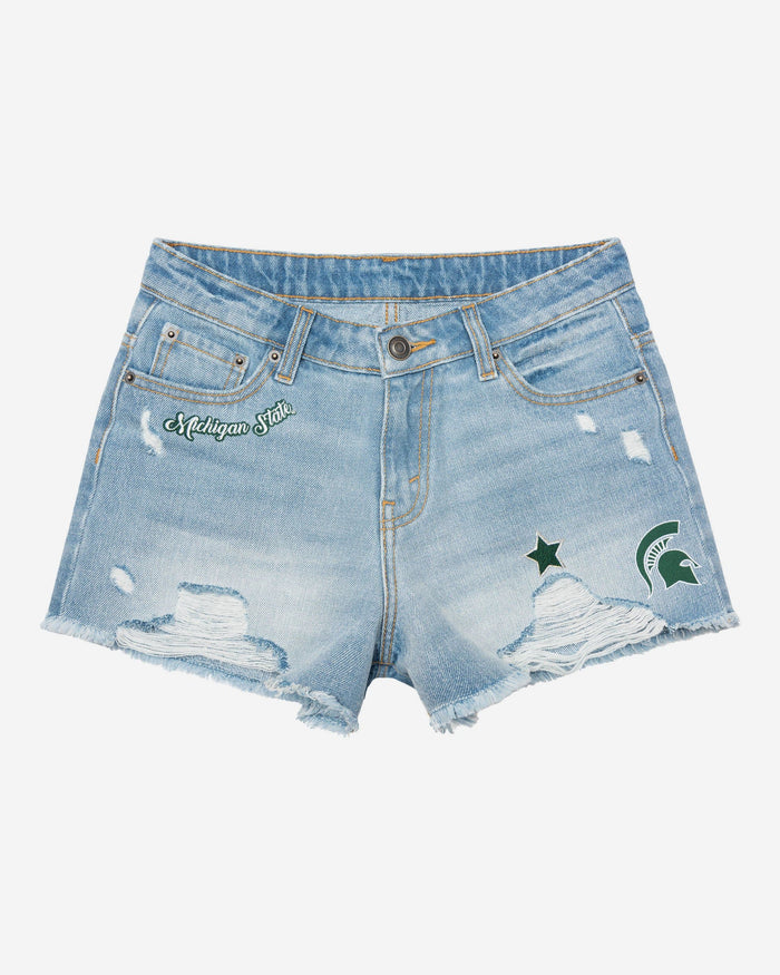 Michigan State Spartans Womens Team Logo Denim Shorts FOCO - FOCO.com