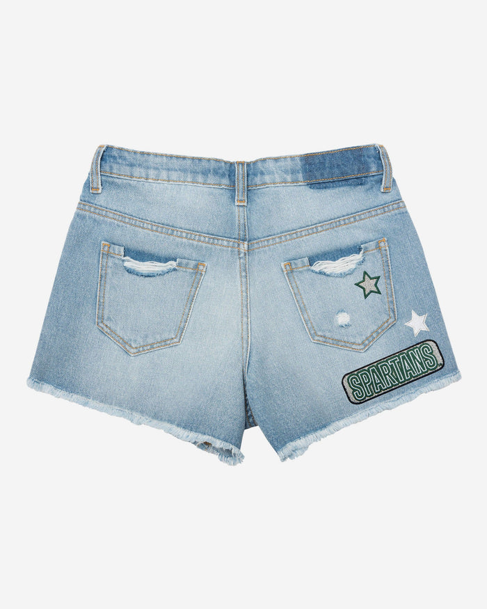 Michigan State Spartans Womens Team Logo Denim Shorts FOCO - FOCO.com