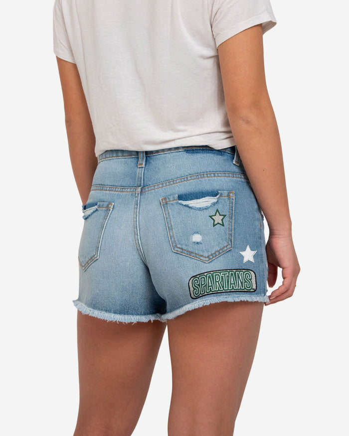 Michigan State Spartans Womens Team Logo Denim Shorts FOCO - FOCO.com