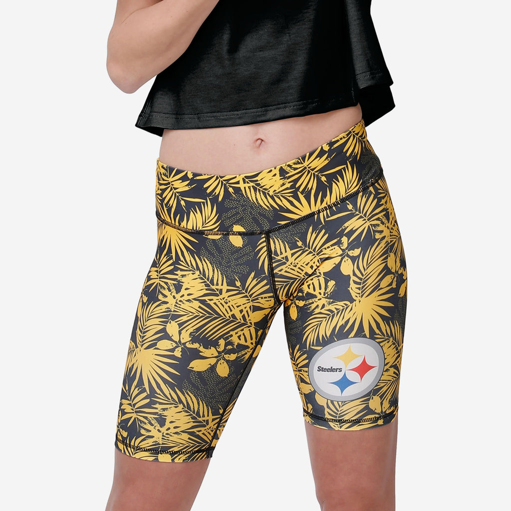 Pittsburgh Steelers Womens Floral Bike Shorts FOCO S - FOCO.com