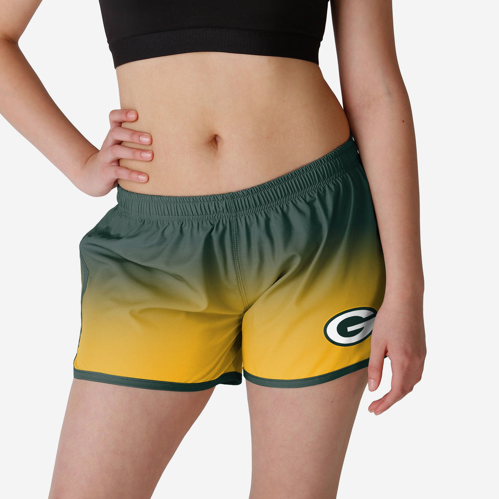 Green Bay Packers Womens Gradient Running Shorts FOCO S - FOCO.com