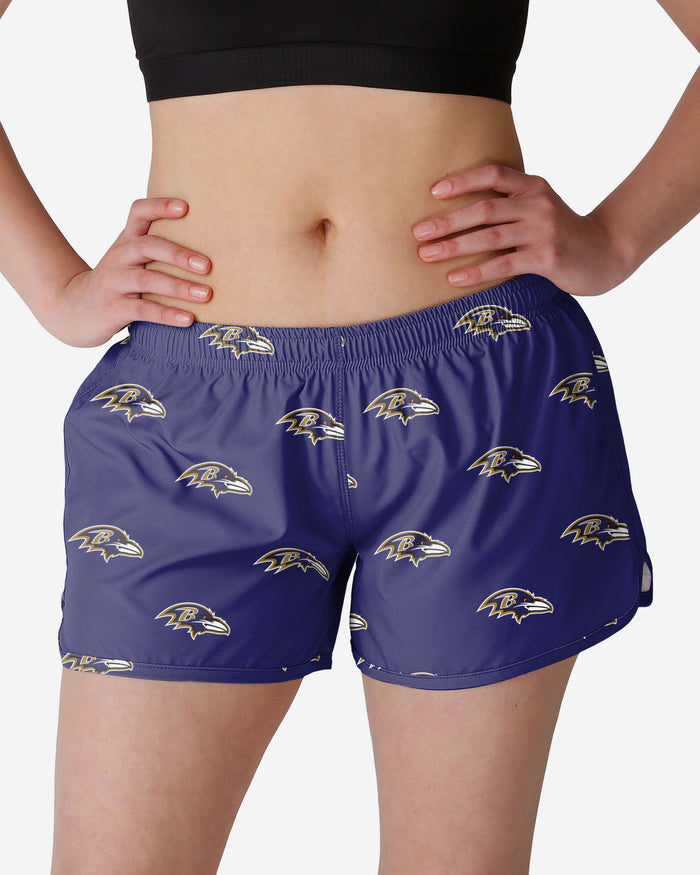 Baltimore Ravens Womens Mini Print Running Shorts FOCO S - FOCO.com