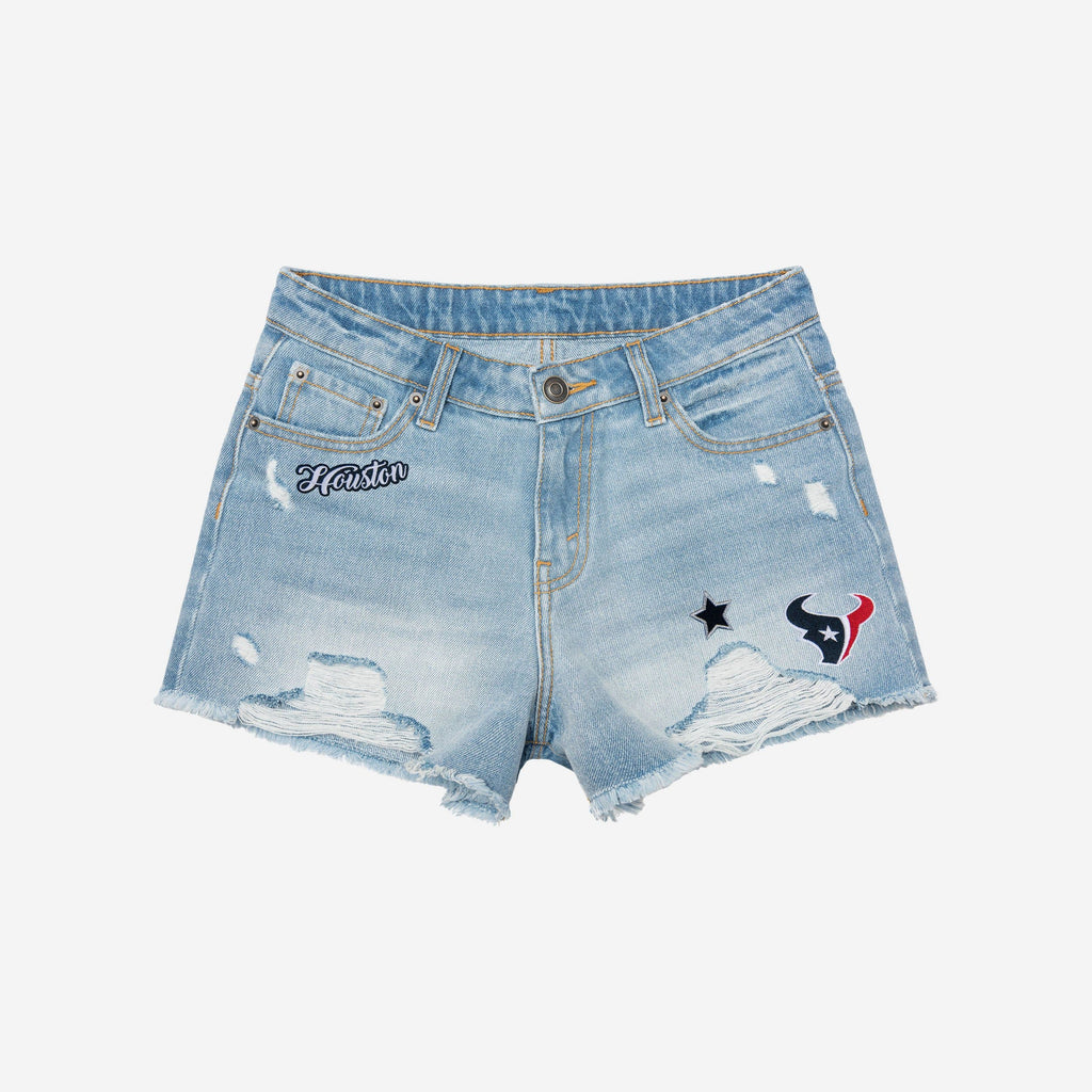 Houston Texans Womens Team Logo Denim Shorts FOCO