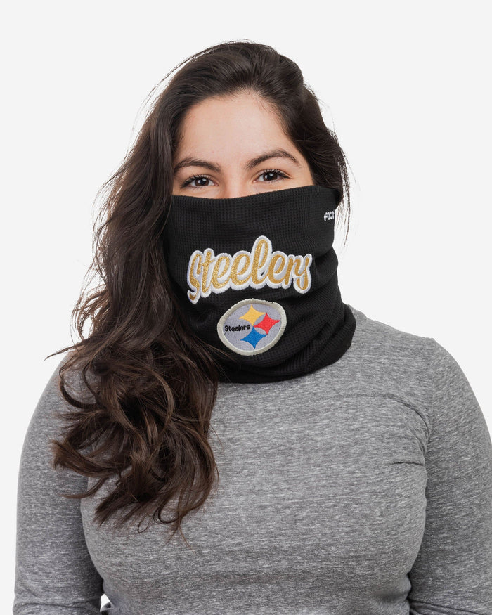 Pittsburgh Steelers Glitter Waffle Gaiter Scarf FOCO - FOCO.com