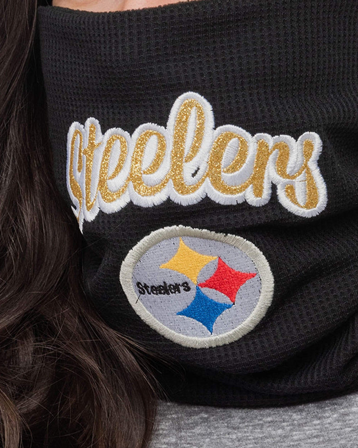 Pittsburgh Steelers Glitter Waffle Gaiter Scarf FOCO - FOCO.com