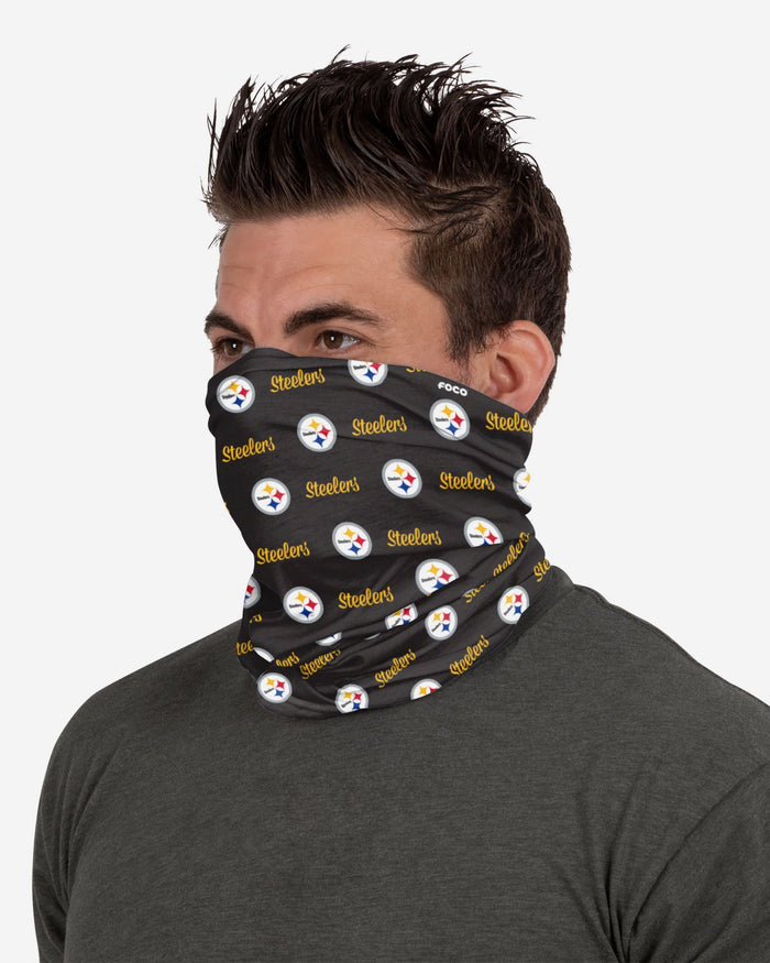 Pittsburgh Steelers Mini Script Fleece Gaiter Scarf FOCO - FOCO.com