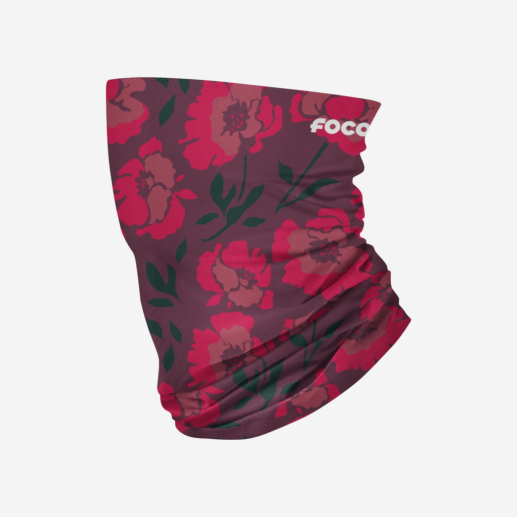 Red Flower Brushed Polyester Gaiter Scarf FOCO - FOCO.com