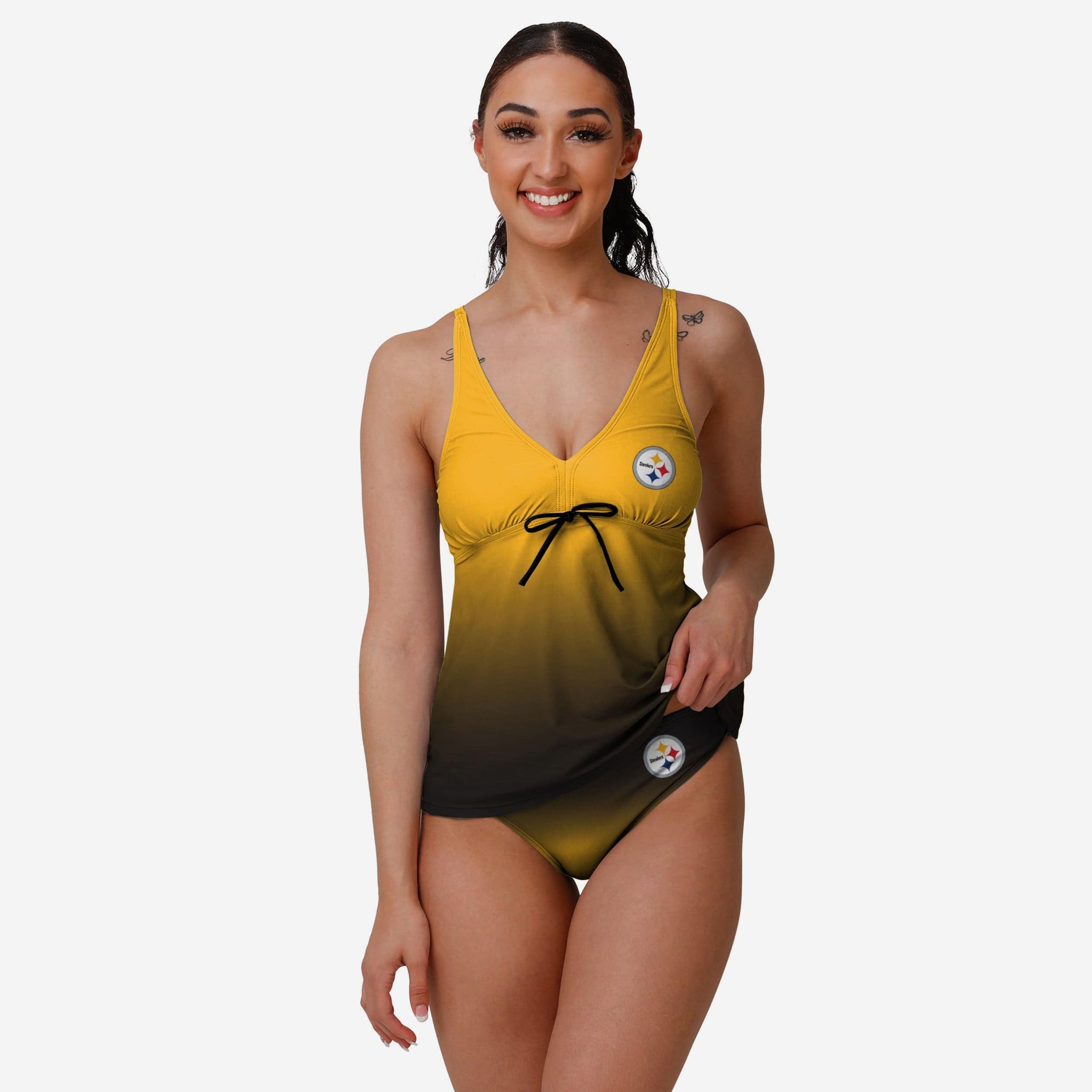 Pittsburgh Steelers NFL Womens Gradient Big Logo Bikini Top