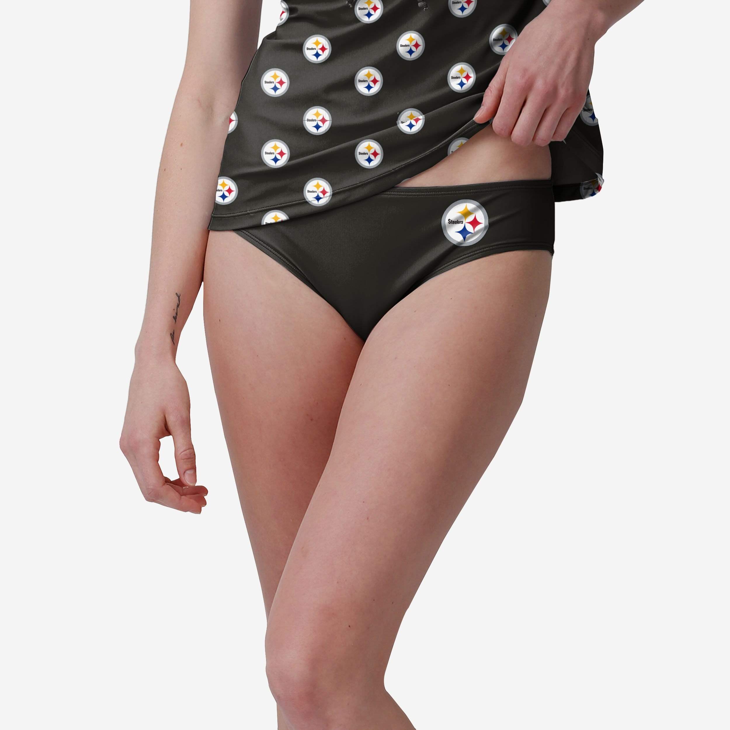 FOCO Pittsburgh Steelers Womens Solid Wordmark Bikini Bottom, Size: XL