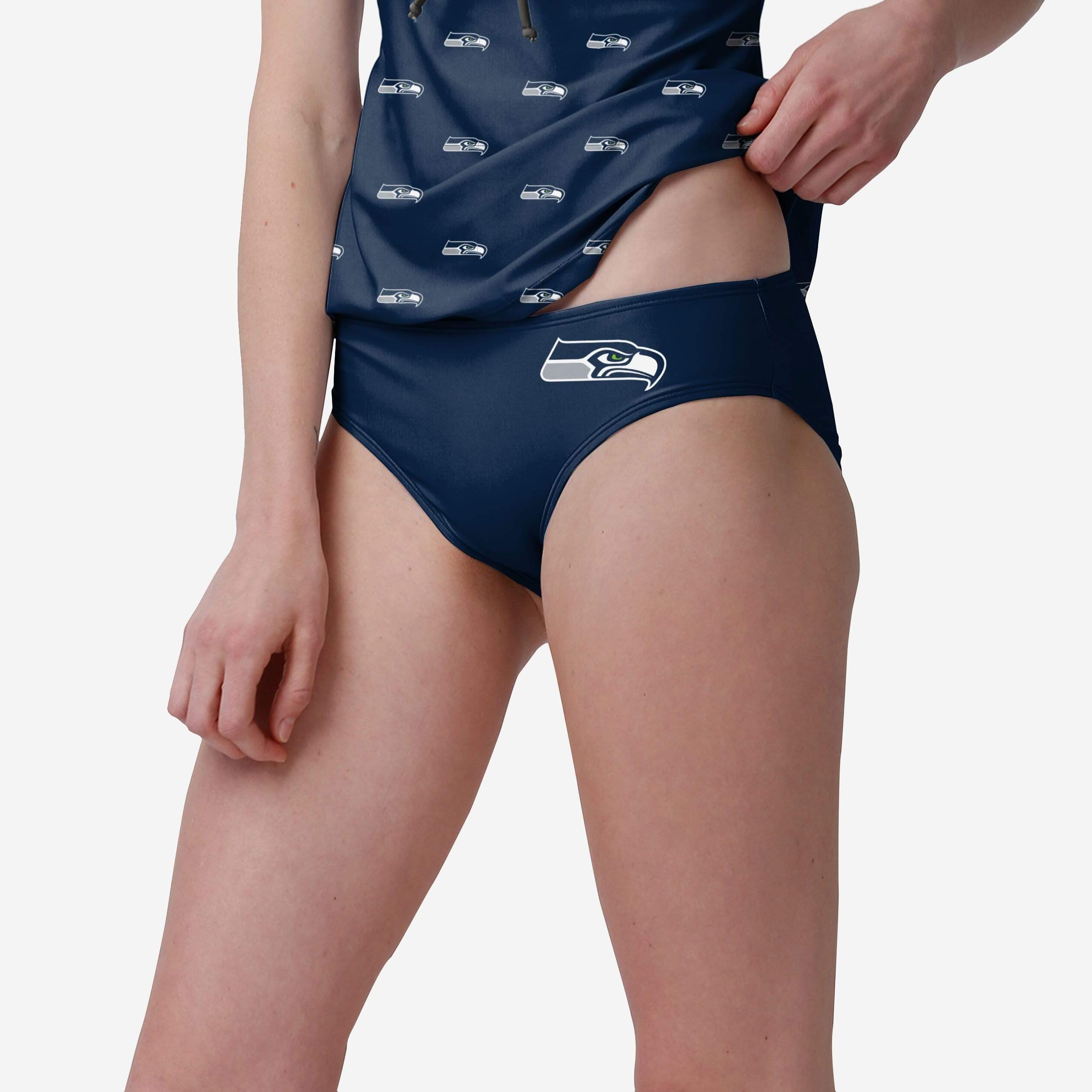 Forever Collectibles Women's Seattle Seahawks Team Logo Swim Suit Biki –  Fanletic