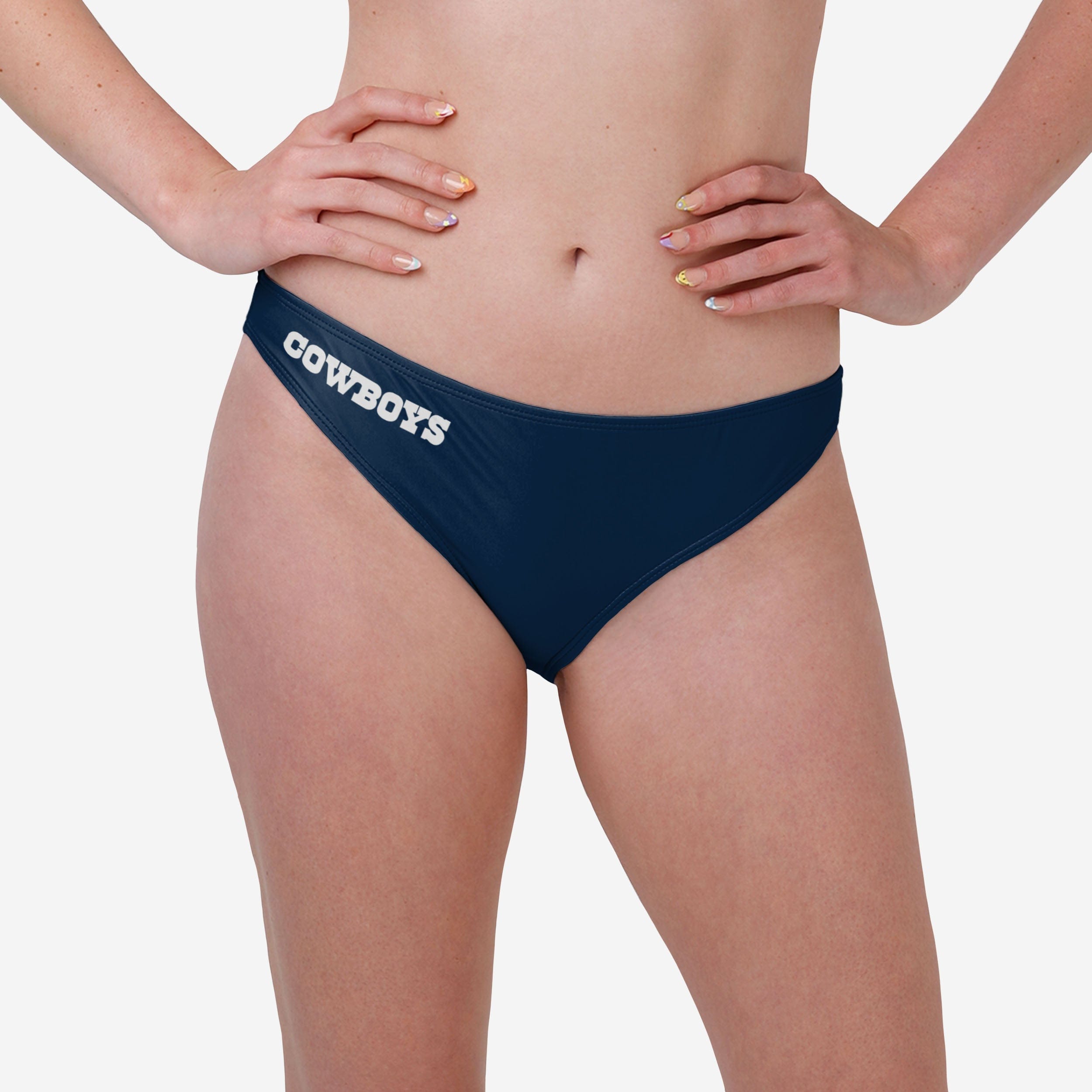 FOCO Dallas Cowboys Womens Solid Wordmark Bikini Bottom, Size: M