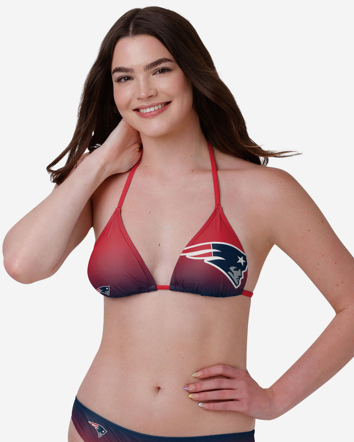 New England Patriots Womens Gradient Big Logo Bikini Top FOCO - FOCO.com