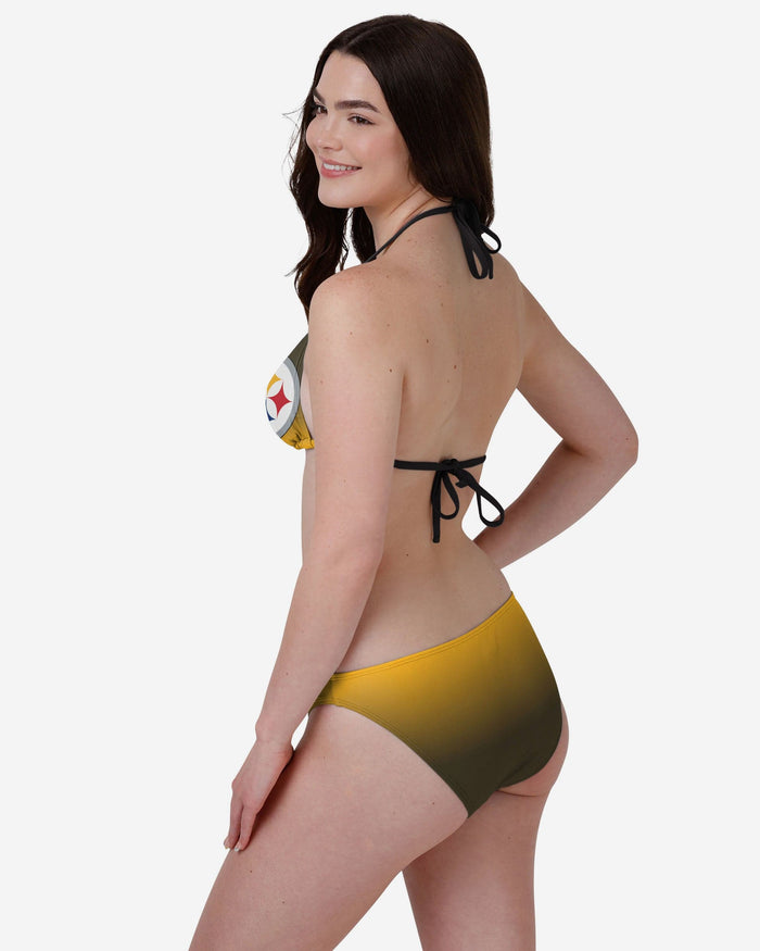 Pittsburgh Steelers Womens Gradient Big Logo Bikini Top FOCO - FOCO.com