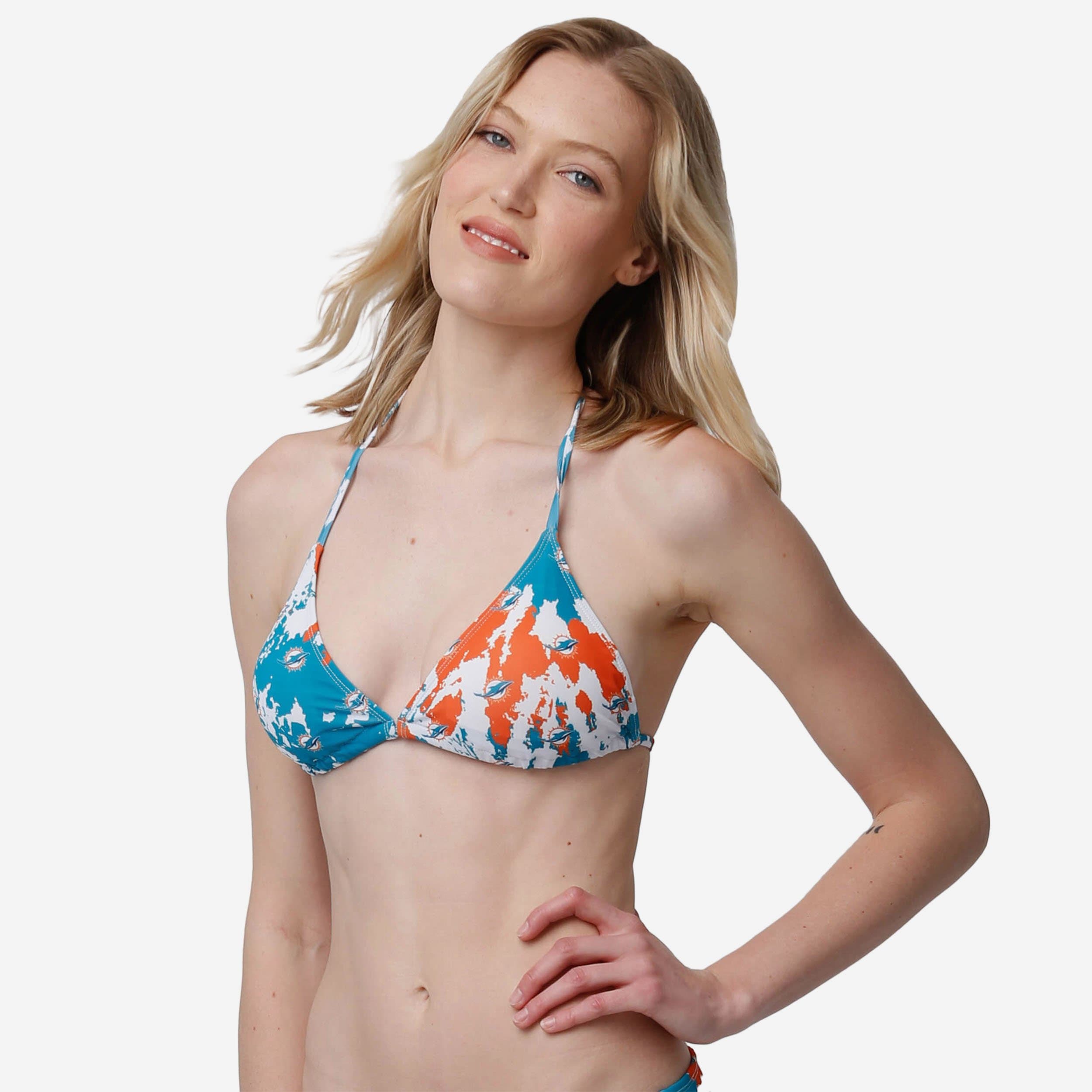 FOCO Denver Broncos NFL Womens Paint Splash Bikini Top