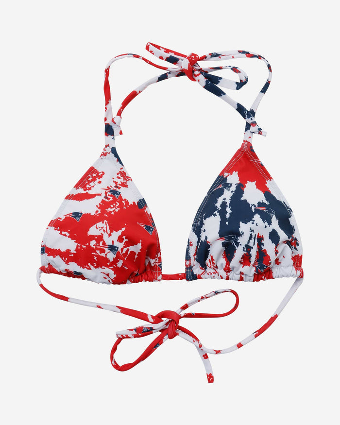 New England Patriots Womens Paint Splash Bikini Top FOCO - FOCO.com