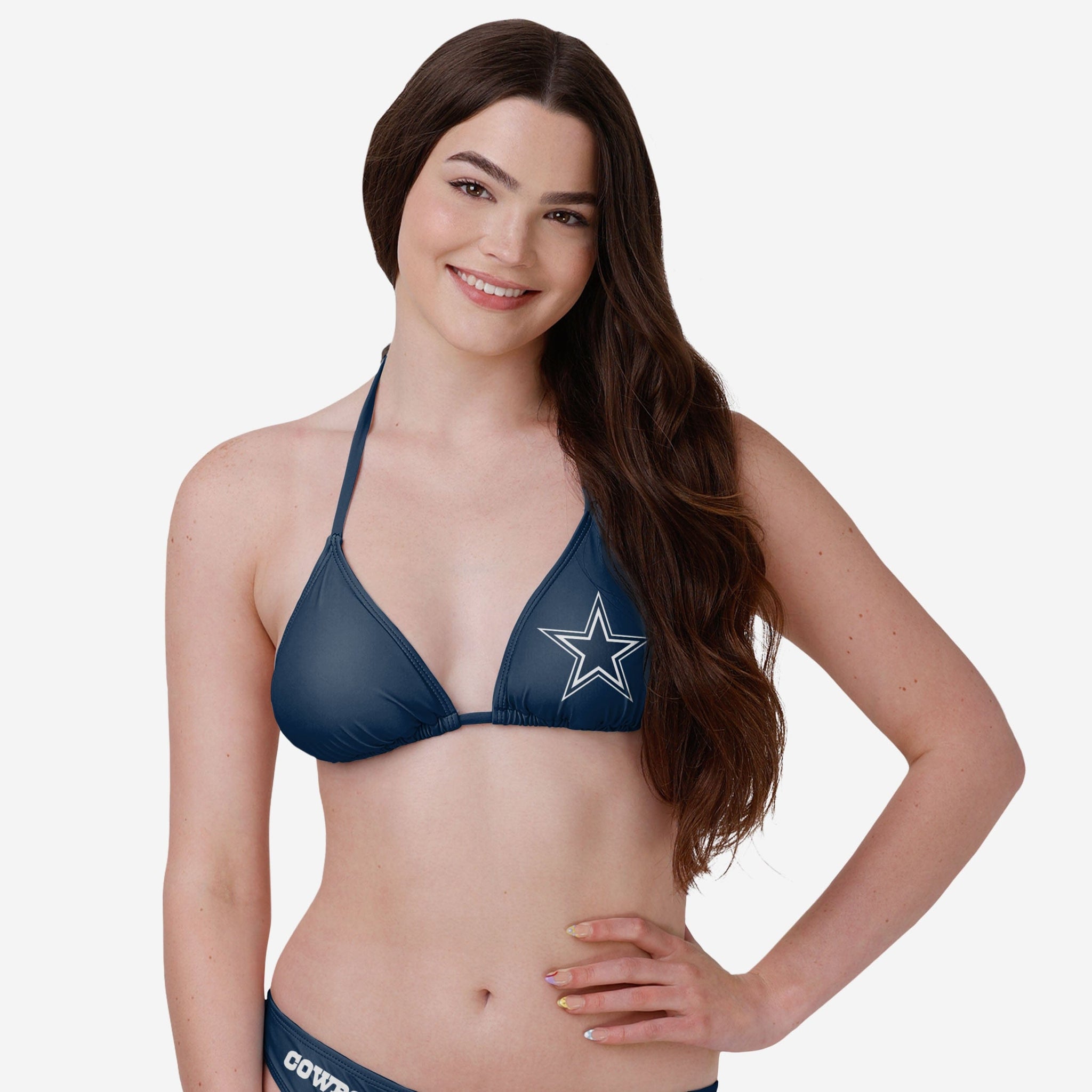 FOCO Dallas Cowboys NFL Womens Gradient Big Logo Bikini Top