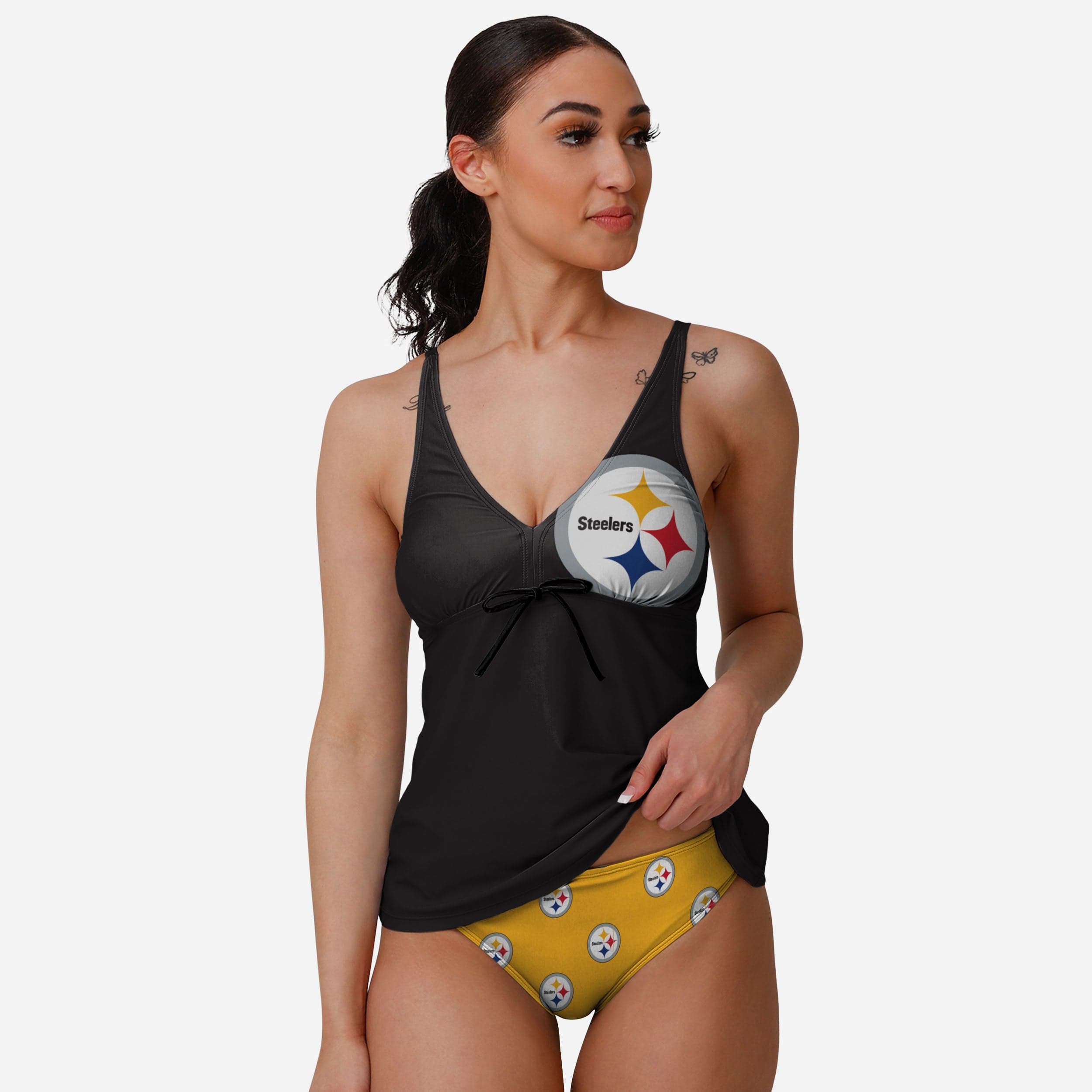 FOCO Pittsburgh Steelers Womens Solid Wordmark Bikini Bottom, Size: XL