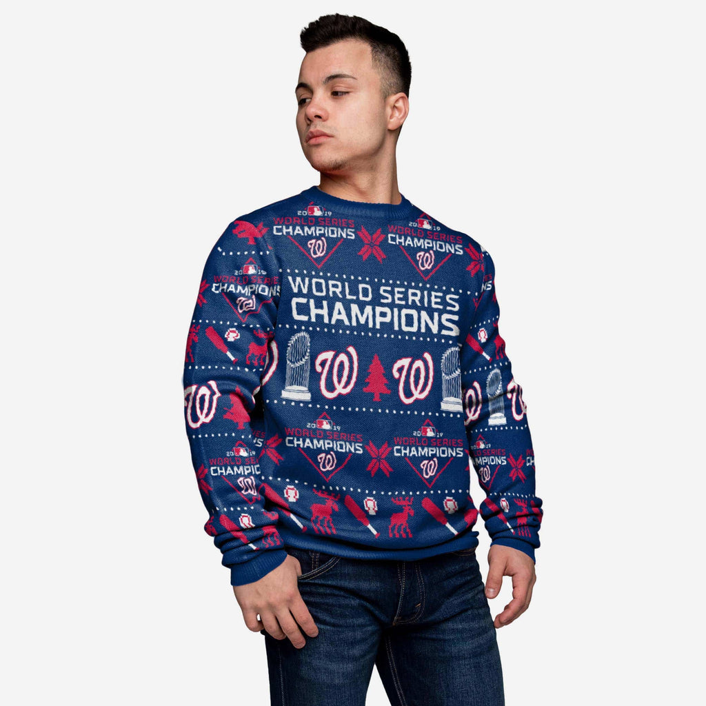 Washington Nationals 2019 World Series Champions Blue Sweater FOCO S - FOCO.com