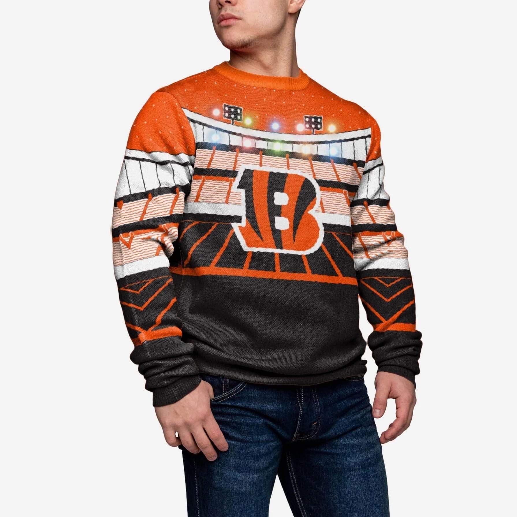 Men's Black Cincinnati Bengals Stadium Light Up Sweater