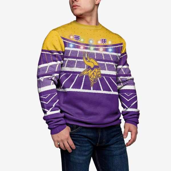 Women's Minnesota Vikings Purple Light-Up V-Neck Ugly Sweater